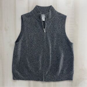 90s PENDLETON lambs wool full zip outdoors hiking natural gray sweater vest XL